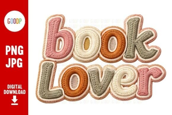 Book Lover Embroidery Patch PNG: Graphics & Illustrations