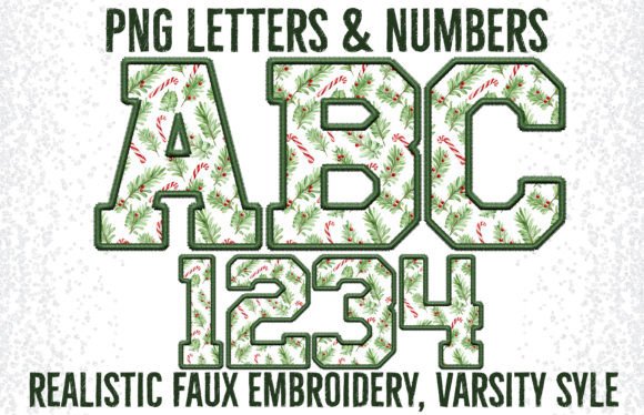 Candy Cane Faux Embroidery Graphics for Crafts
