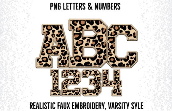 Cheetah Faux Embroidery Sport Letters Graphics for Crafts