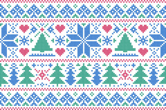 Christmas Nordic Embroidery Style Graphics & Patterns