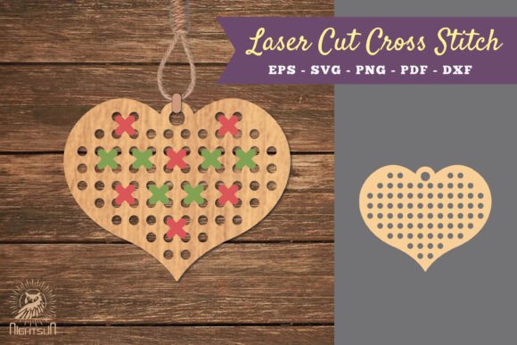 Heart Cut Cross Stitch SVG for Laser Cutting Ornaments