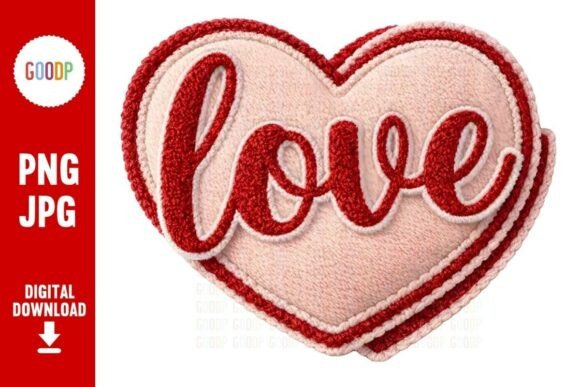 Love Heart Chenille Patch: Graphics & Illustrations