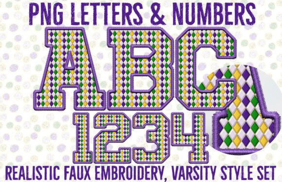 Mardi Gras Faux Embroidery Sport Letters Graphics