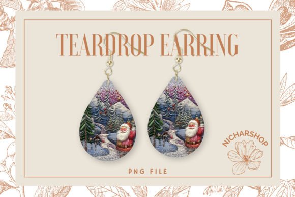 Santa Christmas Embroidery Teardrop2 Graphics & Print Templates