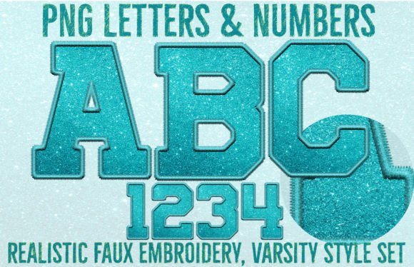 Turquoise Glitter & Embroidery Graphics for Crafts