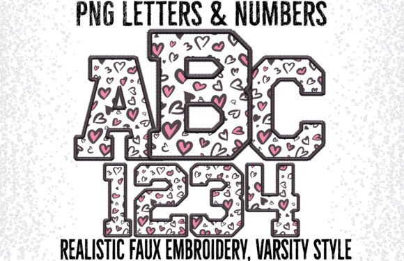 Valentine Faux Embroidery Alpha Set for Crafts and Graphics