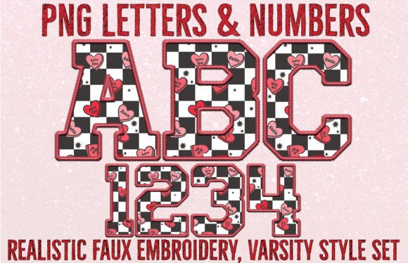 Valentine Faux Embroidery Sport Letters for Crafts Graphics