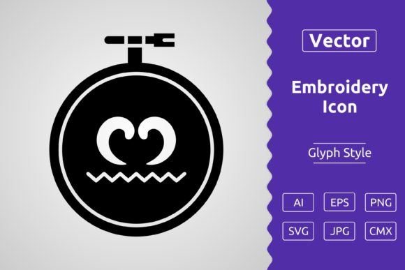 Vector Embroidery Glyph: Icons for Graphics